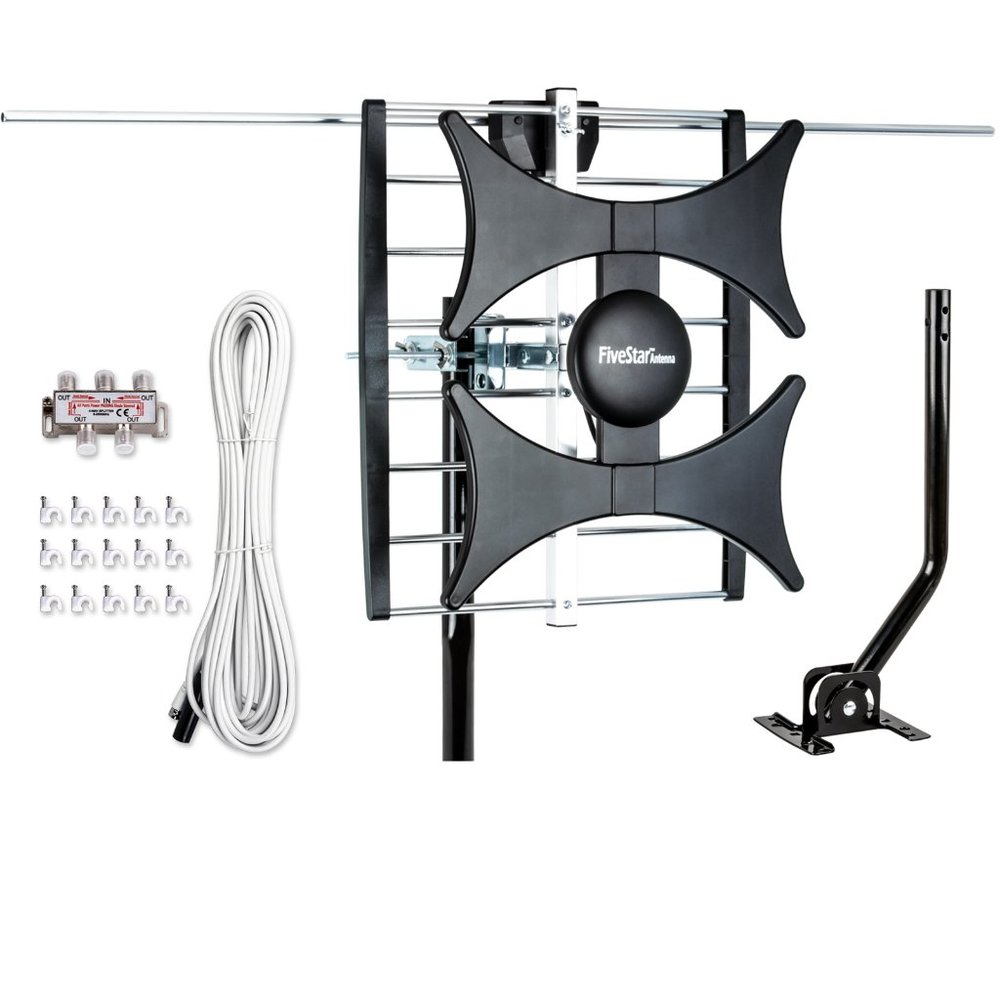 Multi-Directional HDTV Antenna with Installation Kit and Mounting Pole